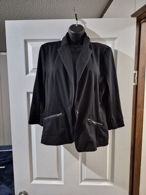 Christian Siriano Black Zipper-Pocket Blazer